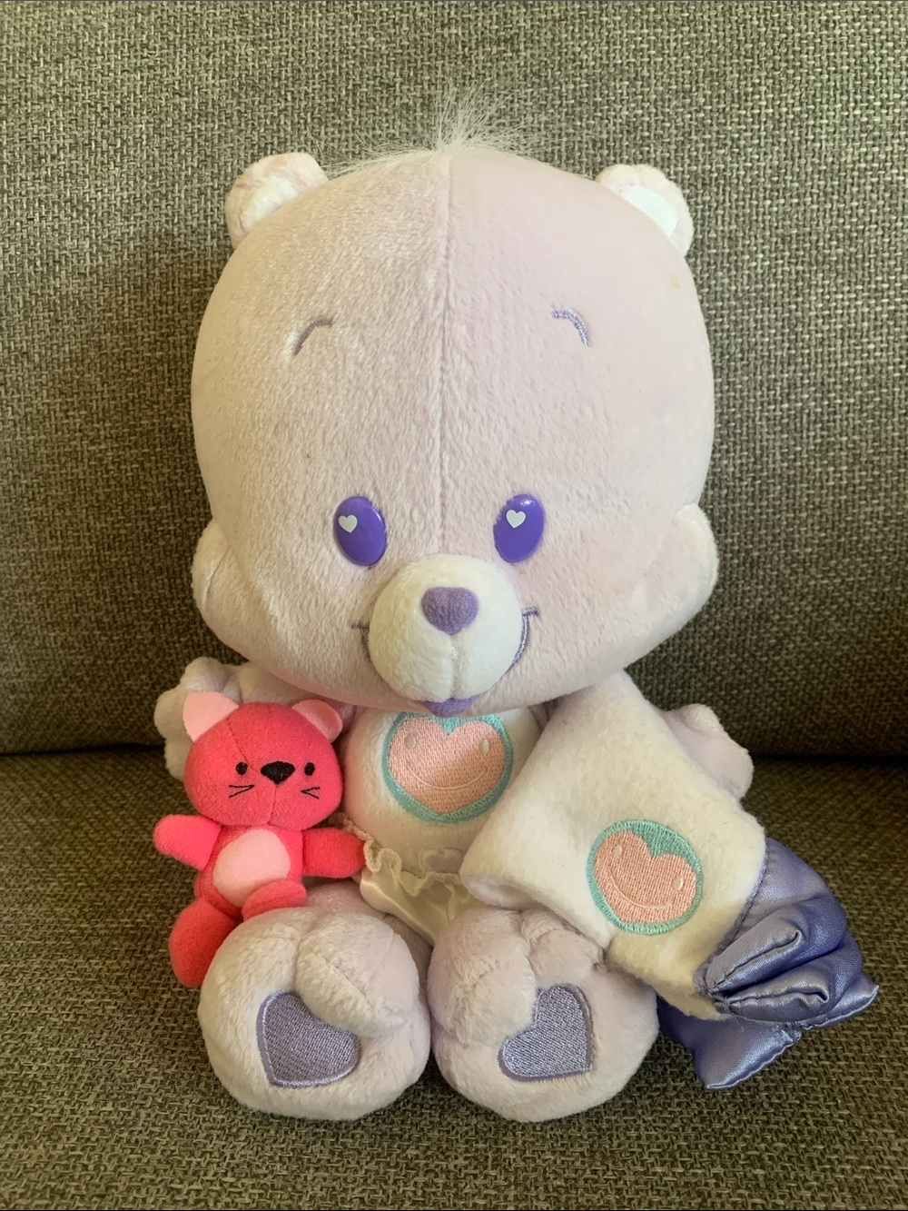 Vintage 2004 Care Bears Cubs Share Bear Blanket & Kitty Plush Stuffed Animal